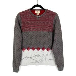 Vintage Woolrich Women’s Embroidered Sweater Snowman Fair Isle Winter Medium
